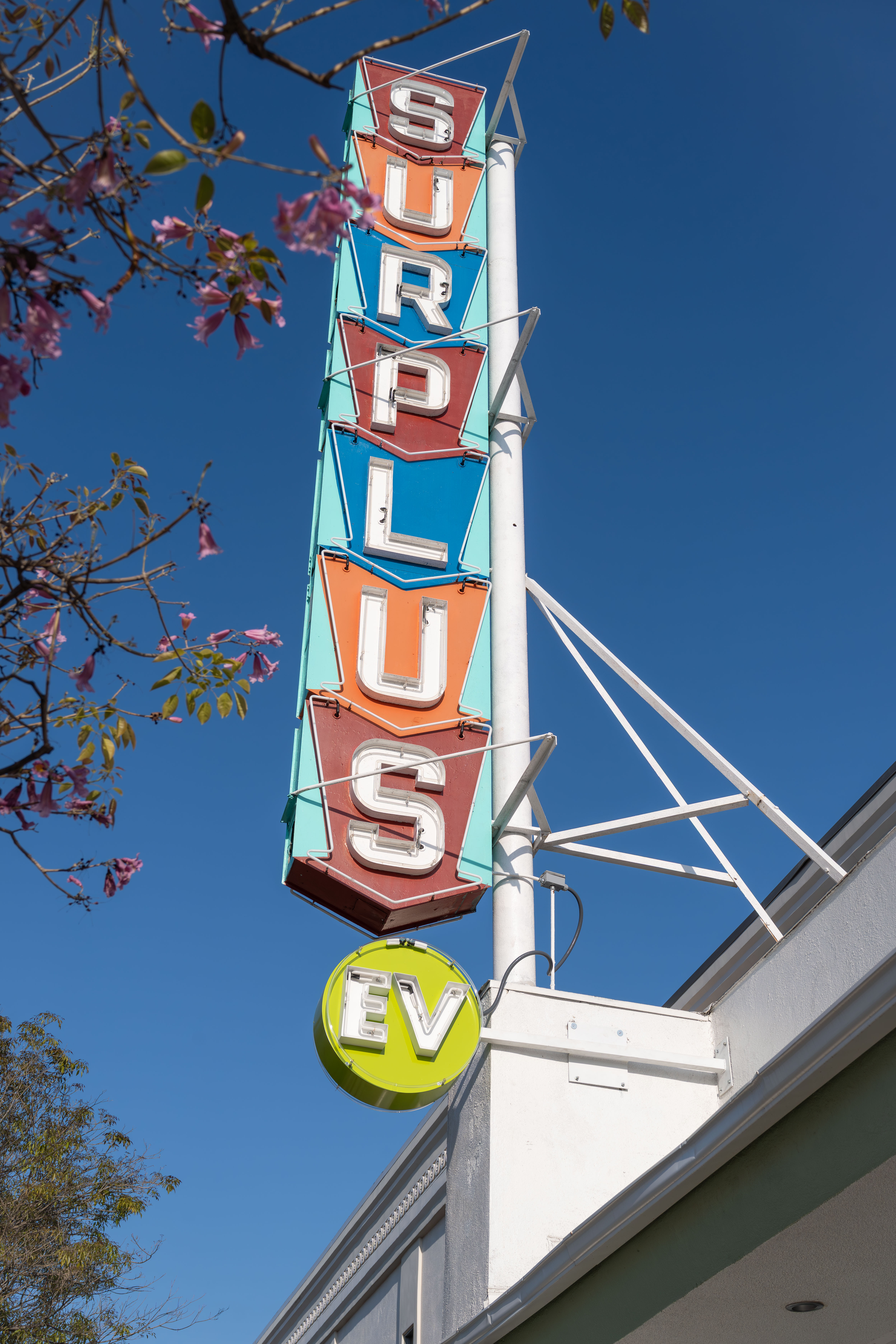Restored SURPLUS EV neon sign